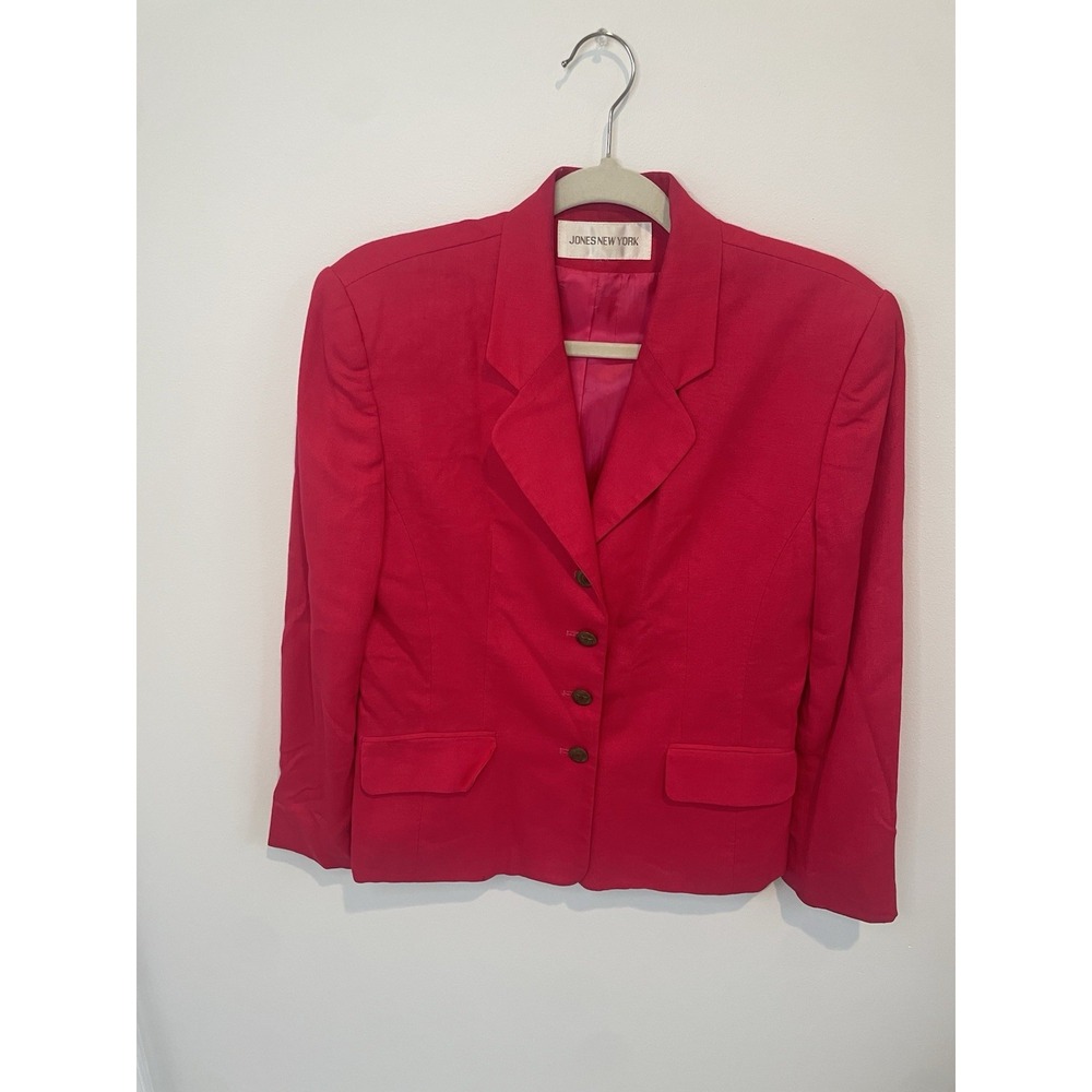 Vintage Jones New York‎ Red Skirt Suit Blazer Set Size 10 Old Money Classic